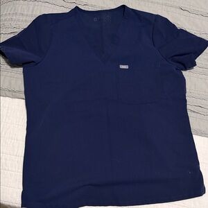 Figs Deep Blue V-Neck Scrub Top